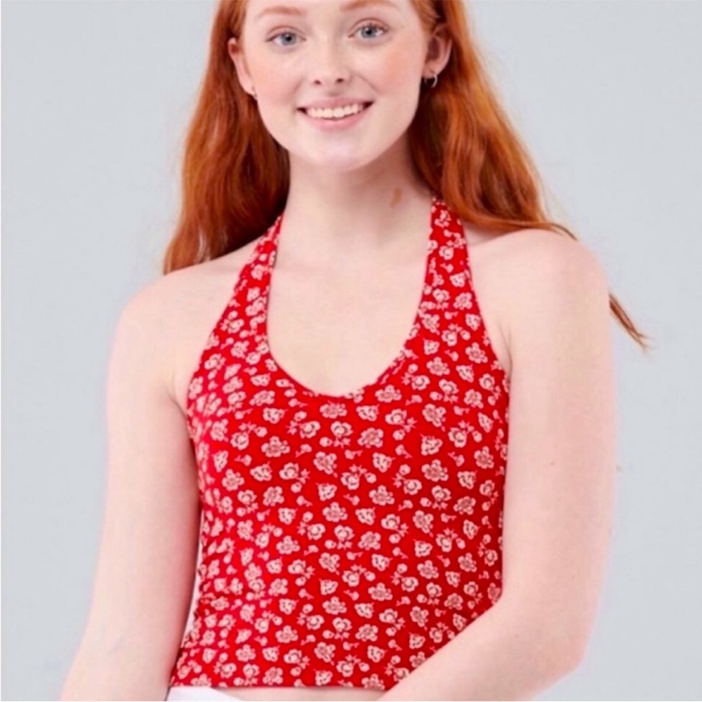 NEW Hollister Must Have Red Floral Halter Top